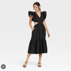 Flutter Sleeveless Cut Out Dress